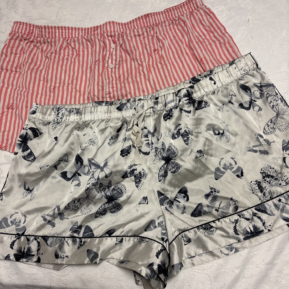 Victoria's Secret Satin Butterfly Lounge Pajama‎ Shorts Plus PINK pair Size XXL